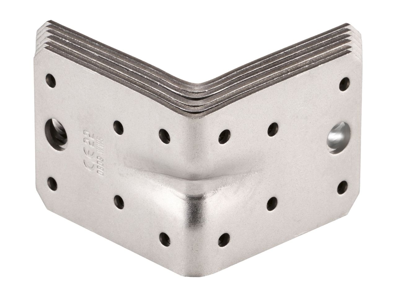 Stack of heavy-duty metal corner brackets with pre-drilled holes
