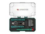 PARKSIDE precision screwdriver set with various bits and tools in a case.