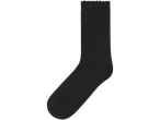 Black socks with a decorative edge.