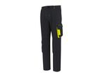 Dark grey work trousers with neon yellow accents and multiple pockets