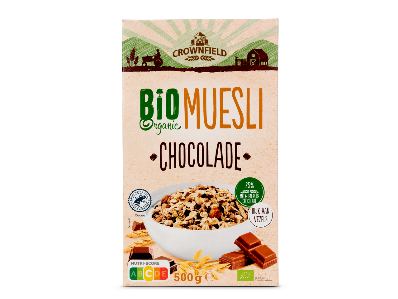 Crownfield Bio Muesli Organic Chocolade: biologische muesli met chocolade.