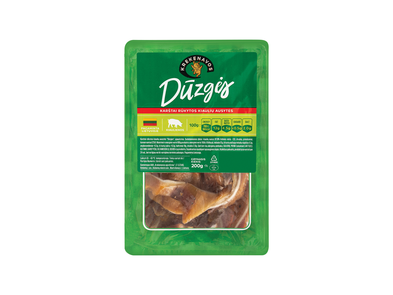 Krekenavos Dūžgiės rūkytos kiaulių ausys.