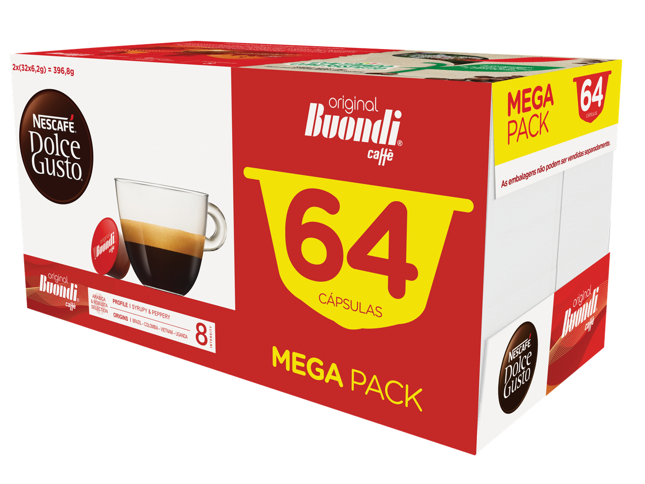 Cápsulas de café Nescafé Dolce Gusto Buondi, Mega Pack com 64 cápsulas.