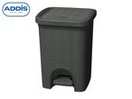 A dark grey Addis step-on trash can.