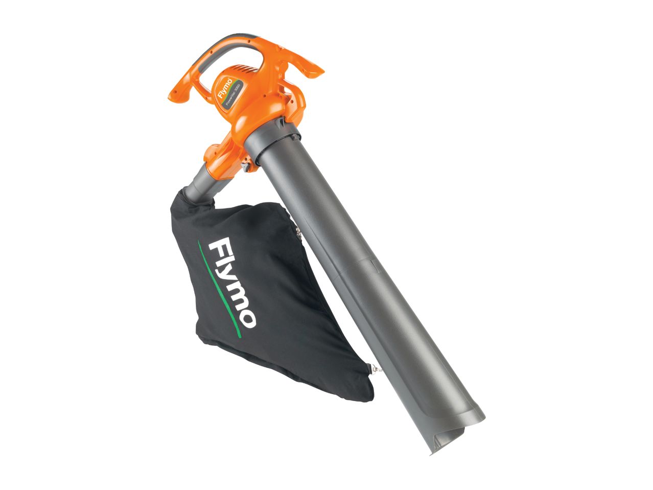 Flymo PowerVac 3000 leaf blower and vacuum with collection bag.