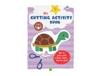 Children's cutting activity book with a turtle, scissors, and text 'My Cutting Activity Book'