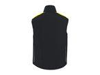 Black and yellow sleeveless jacket, back view.