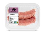 Verpakking met twee varkensbraadworsten, 200g, met Nutri-Score D en Beter Leven keurmerk.