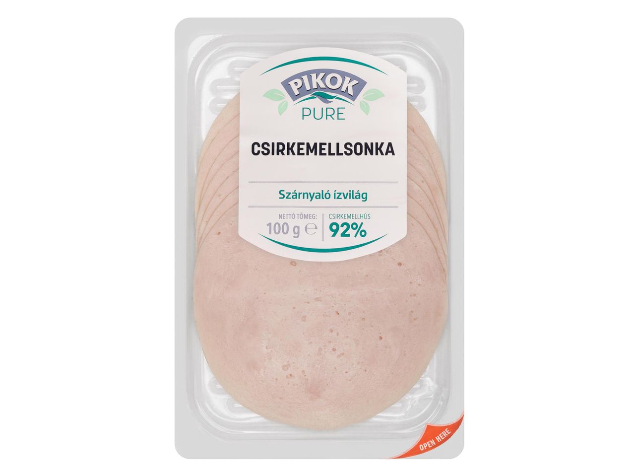 Pikok Pure csirkemellsonka, 100g-os kiszerelésben, 92% csirkemellhússal.