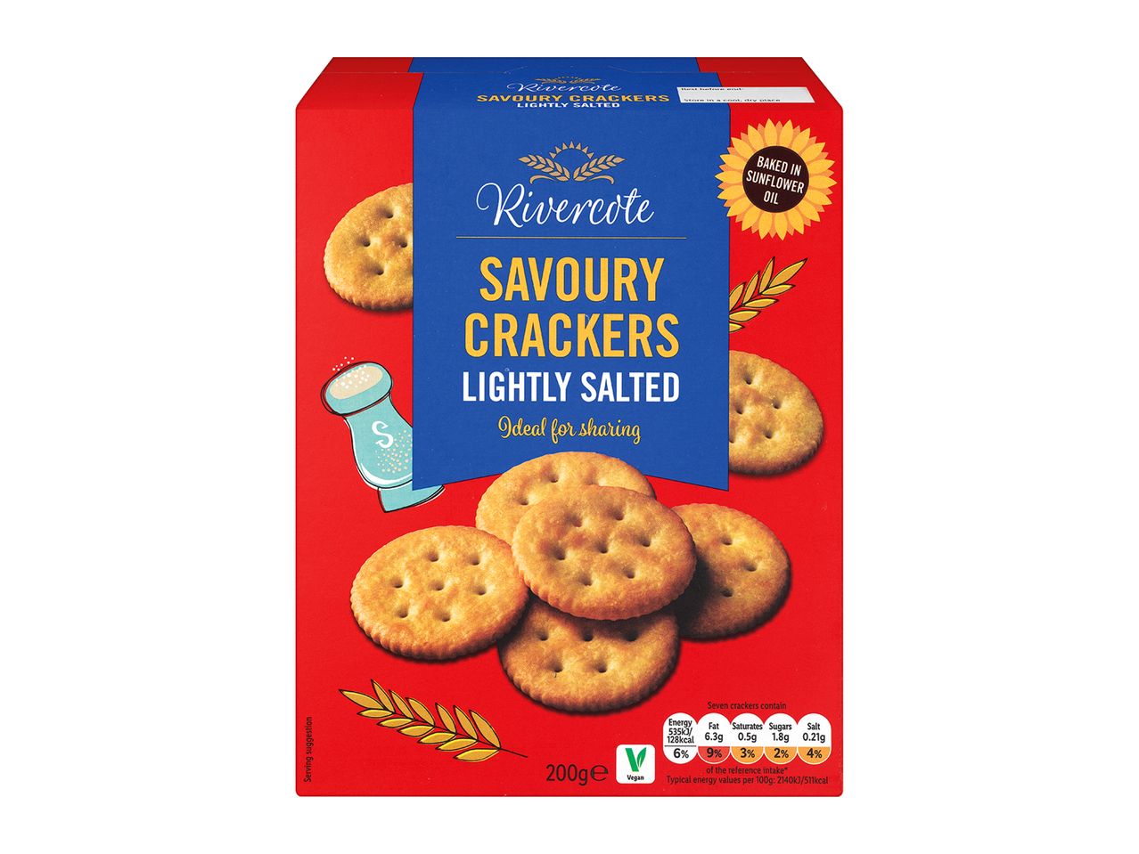 Rivercote lightly salted savoury crackers, 200g.