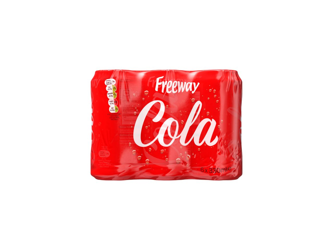 Six 330ml cans of Freeway Cola.