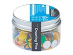 Crelando jar of 120 colorful drawing pins.
