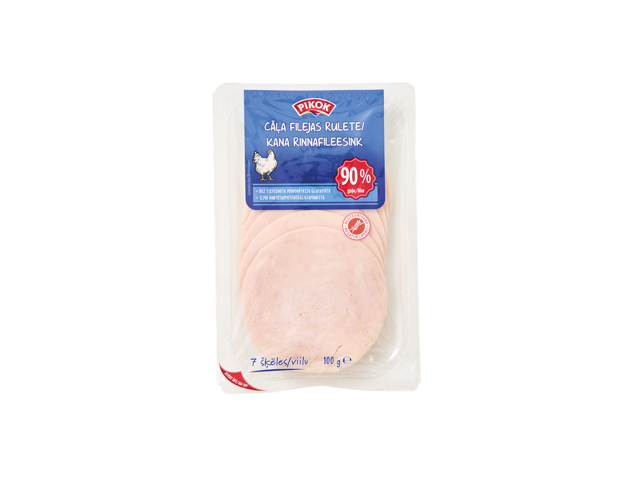 Pikok vistas filejas rulēte, sagriezta šķēlēs.