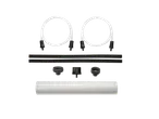 SILVERCREST® Vacuum Sealer accessories including two white hoses, black foam strips, three black vacuum caps, and a roll of vacuum sealing film.
