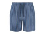 Men's blue and white striped boxer shorts with an elasticated waistband and drawstring.