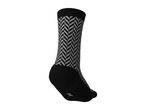Black and grey patterned crew sock with a chevron design