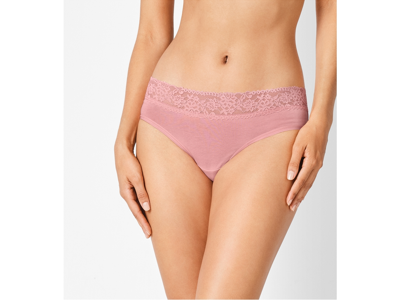 Pink Lace Trim Hipster Briefs