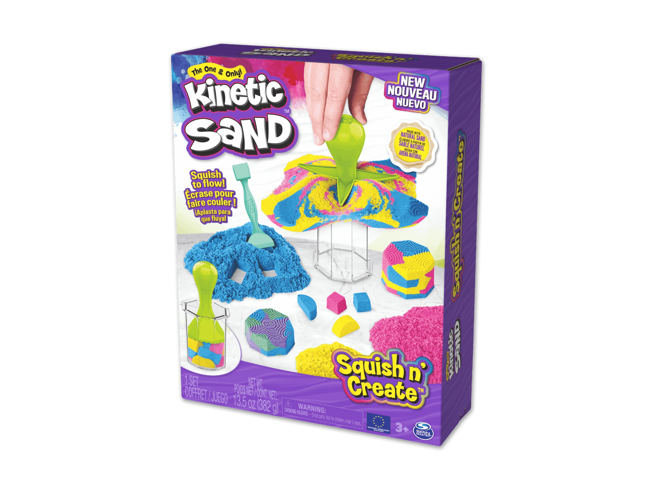 Kinetic Sand Squish 'n' Create Set mit farbigem Sand und Werkzeugen