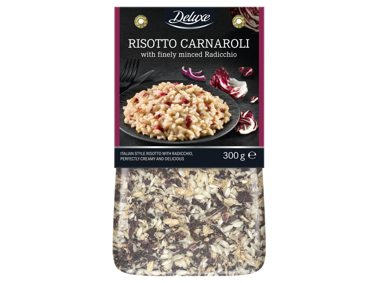 Risotto Carnaroli Deluxe cu radicchio tocat fin.