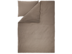 LIVARNO Sängkläder i muslin: taupe crumpled muslin duvet cover and pillowcase set.