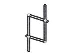 Black multi-angle measuring ruler with silver knobs, showing various measurement scales.