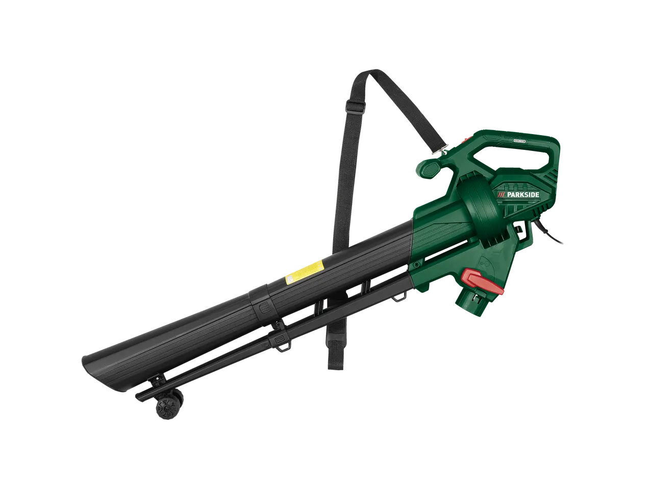 Soprador de folhas Parkside com alça de ombro, perfeito para limpar folhas e detritos.