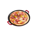 Pizza na placa de ferro fundido SILVERCREST com salame, pimentos e cebola