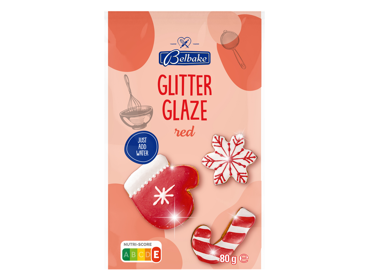 Belbake sarkana mirdzoša glazūra cepumiem, 80g