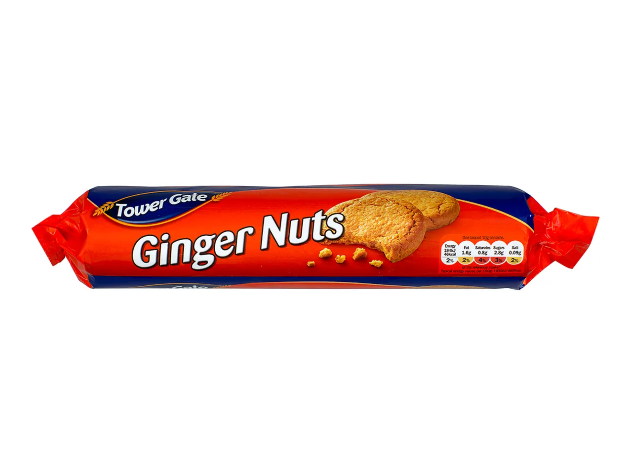 Tower Gate Ginger Nuts biscuits in a pack.
