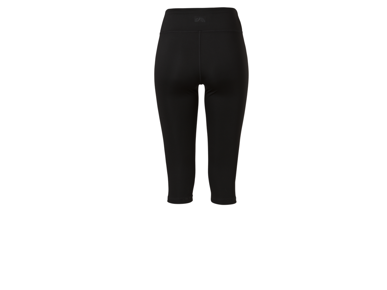 Leggings desportivas capri pretas para mulher com logótipo subtil na cintura