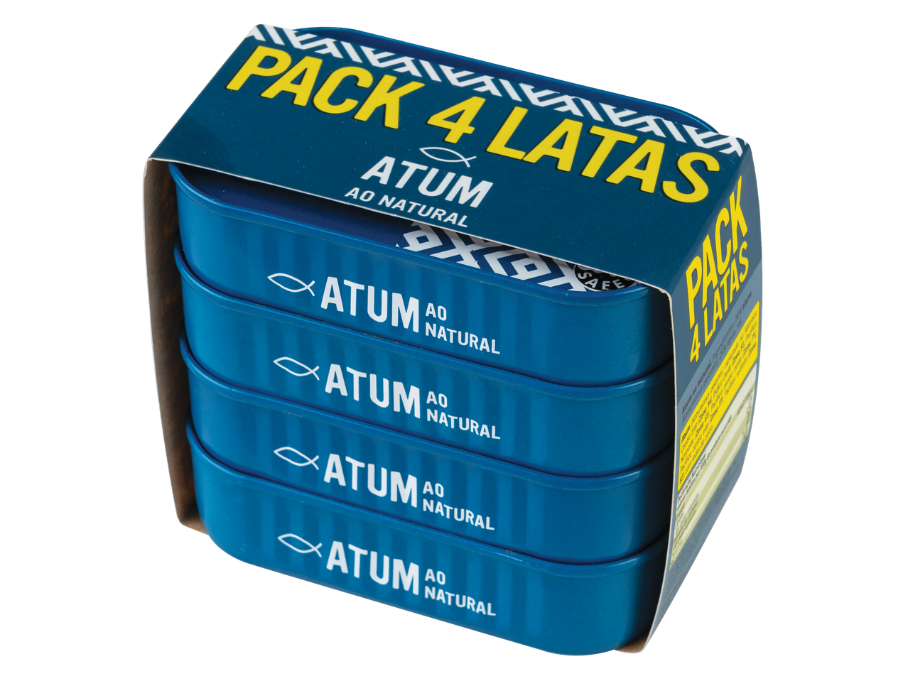 Pack com 4 latas de atum Atum ao natural.