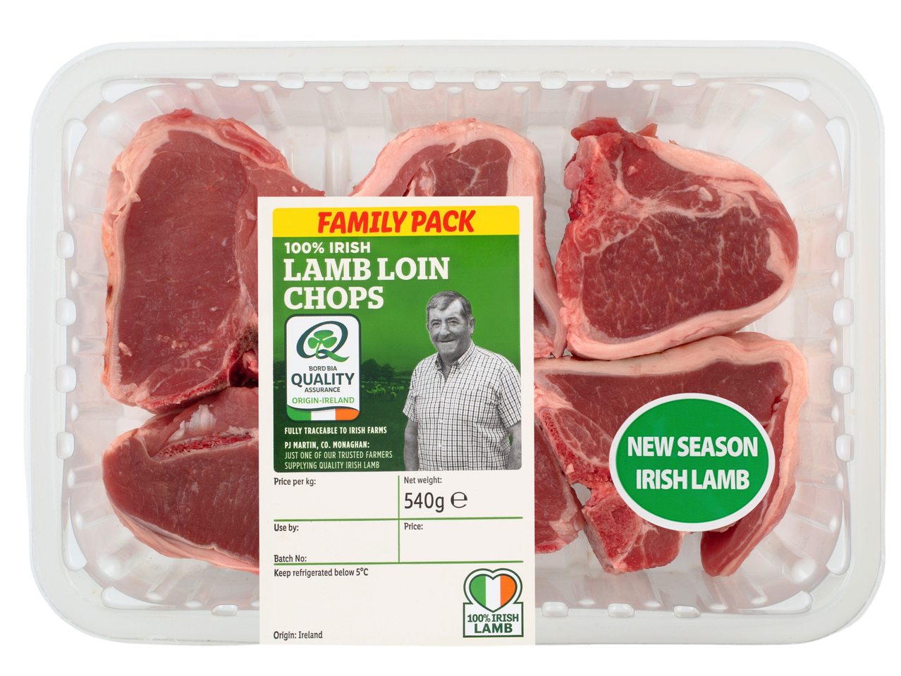 Irish lamb loin chops, family pack.