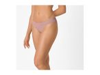 Woman wearing light pink lace trim briefs.
