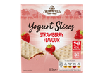 Crownfield Strawberry Yogurt Slices packaging with nutritional information.
