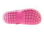 Pink children's clogs with a textured sole.