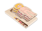 Holzpuzzle mit menschlicher Anatomie für Kinder, mit Schichten von Haut bis Skelett