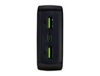Black power bank with two USB-A ports and one USB-C PD port.