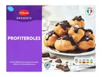 Milbona profiteroles: cream-filled choux pastry with chocolate sauce.