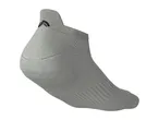 Single grey ankle sock with a black logo on the heel, viewed from the side.