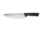 Ein Küchenmesser mit schwarzem Griff.
