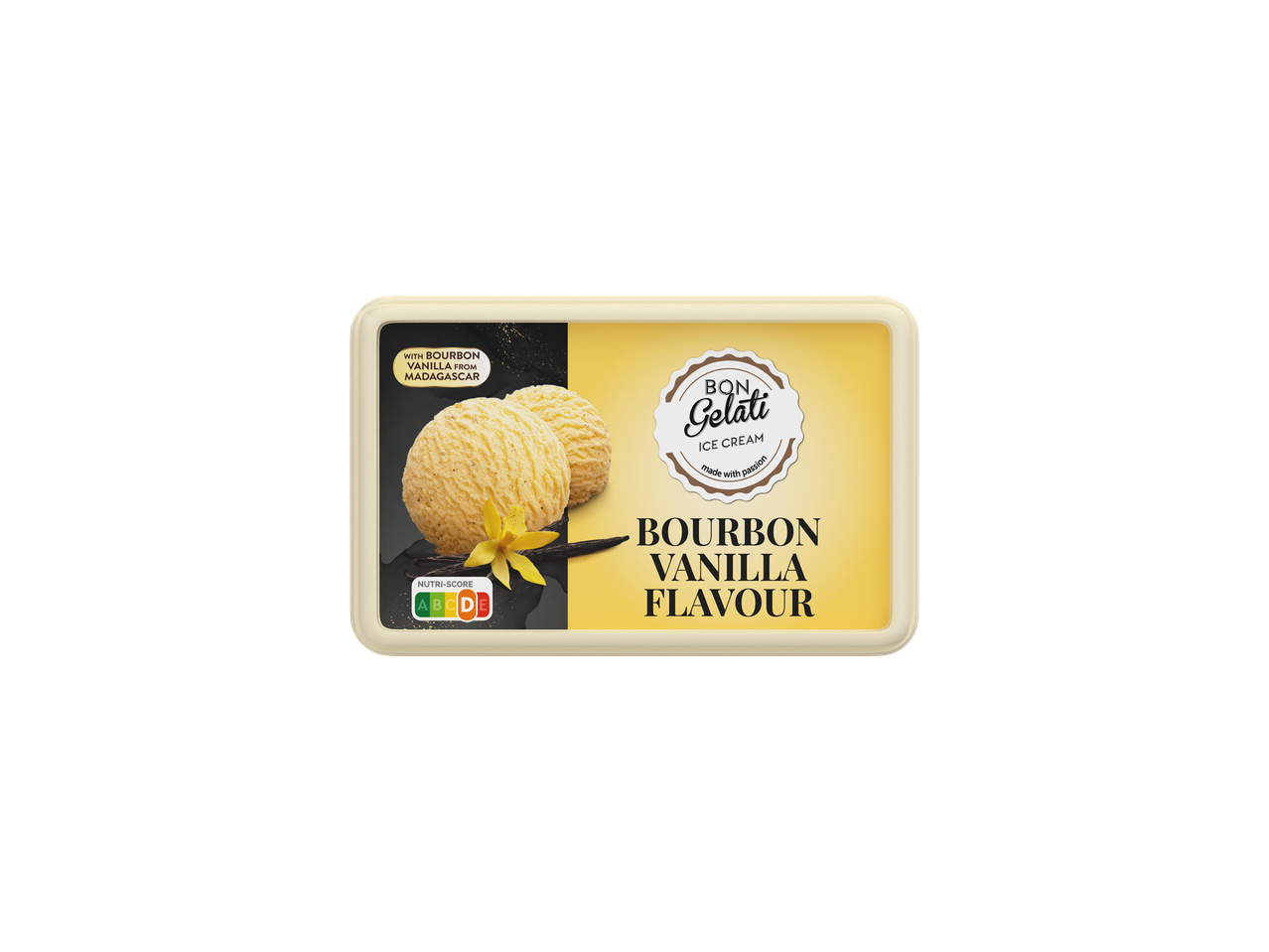 Bon Gelati ijs, bourbon vanillesmaak uit Madagaskar.