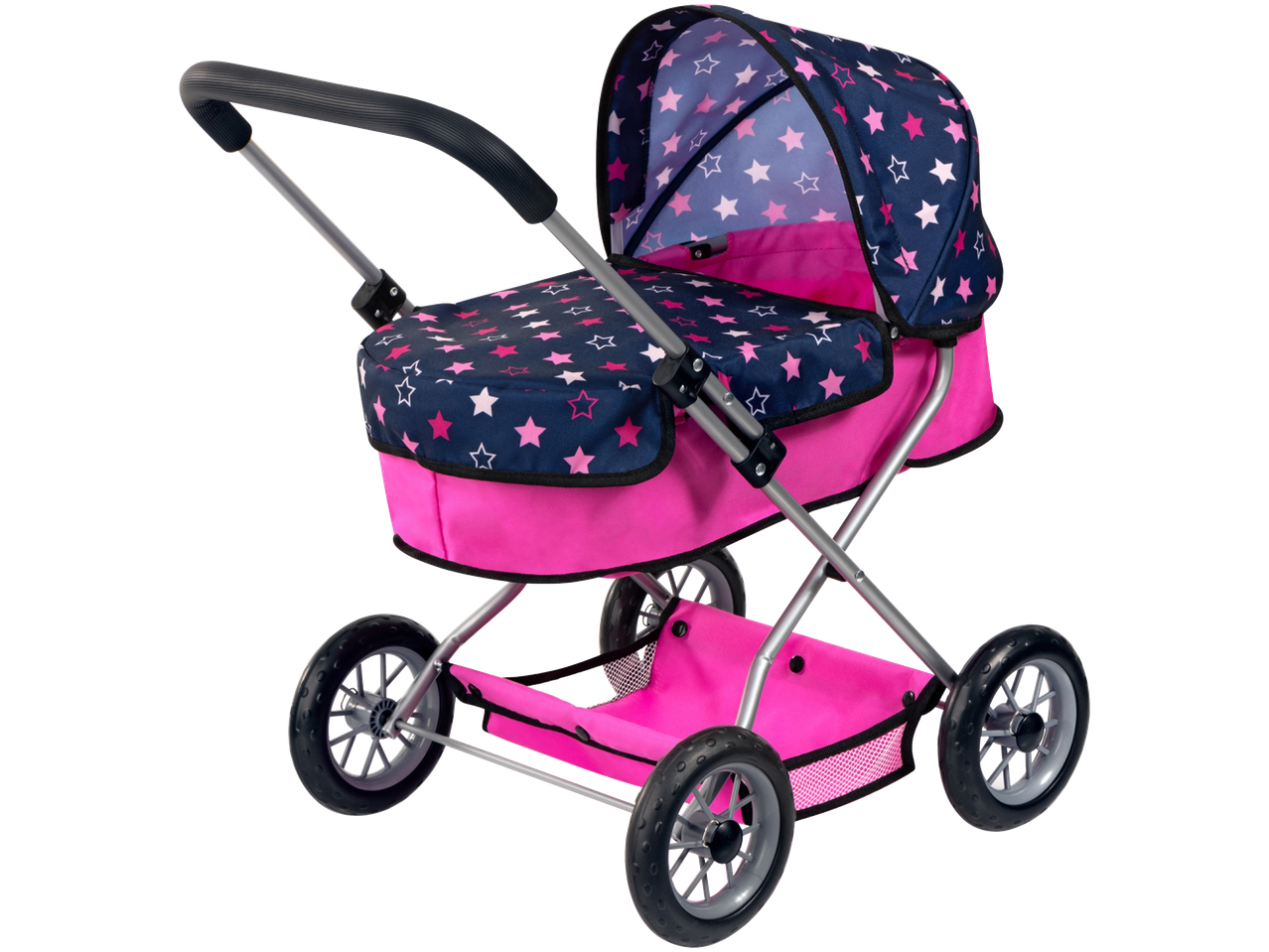 LUPILU® lėlių vežimėlis rožinės ir mėlynos spalvos su žvaigždžių raštu