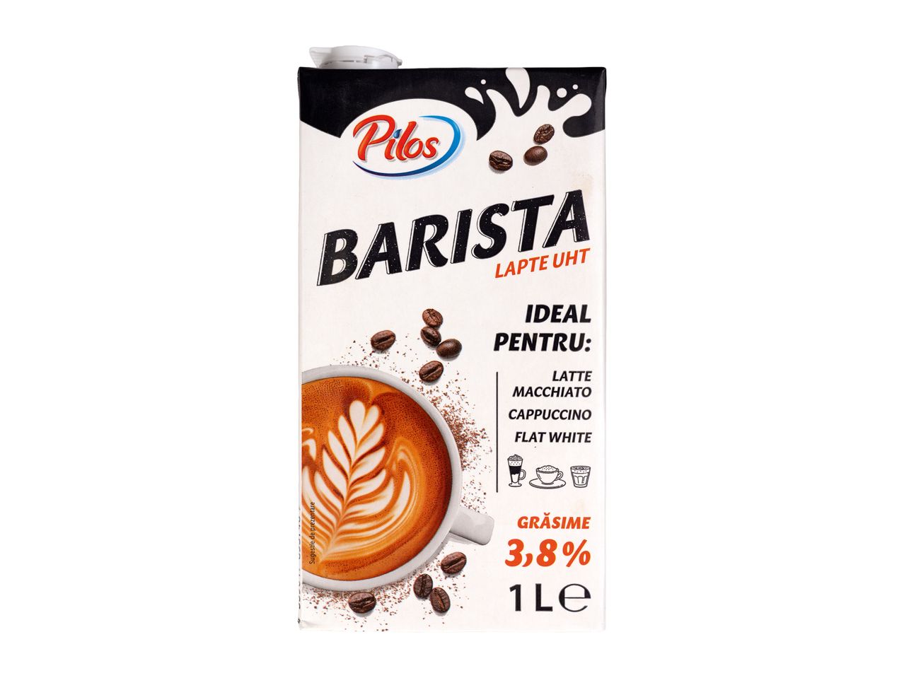 Lapte UHT Barista, ideal pentru latte, macchiato, cappuccino, flat white, cu 3,8% grăsime, 1L.
