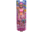 Unicorn-themed doll with pink and orange top, rainbow skirt, and unicorn headband.