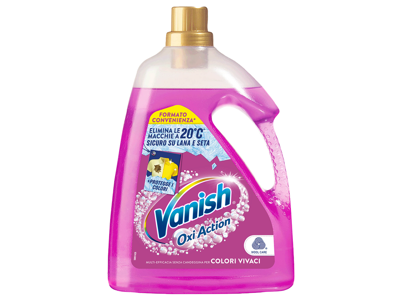 Flacone di detersivo Vanish per il bucato.
