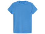 T-shirt bleu uni à manches courtes et col rond.