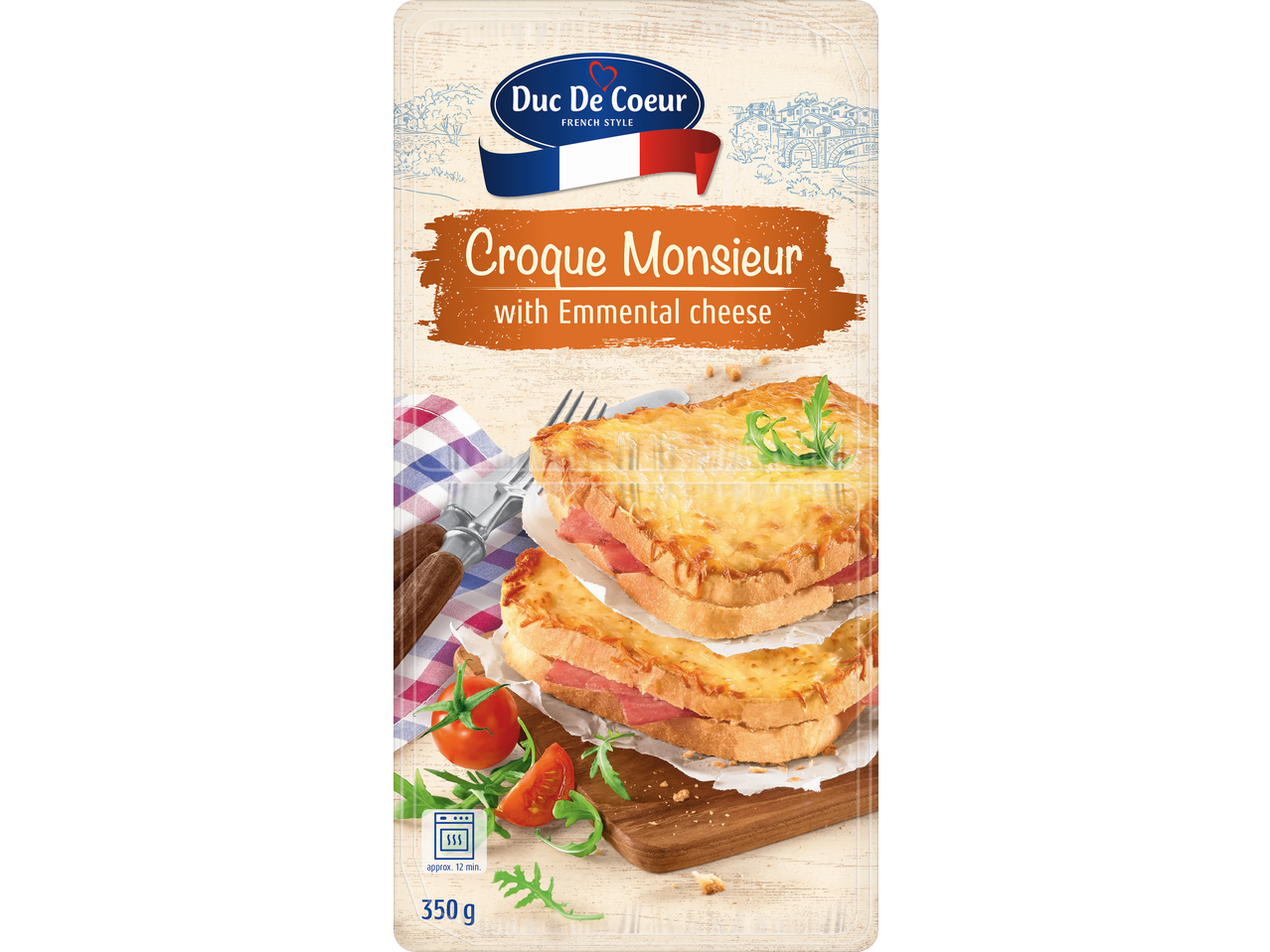 Croque Monsieur with Emmental cheese, French style, 350g, cooks in approx. 12 min.
