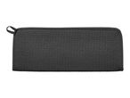 A black zippered pouch or pencil case.