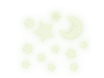 Um adesivo fofo em forma de nuvem com estrelas e lua.