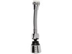 Chrome-plated faucet aerator with flexible hose.